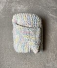 Pastel Chenille Baby Blanket Pink Blue Yellow Green Stripe Knit Crochet Lovey