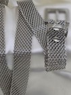 Vintage Unisex Silver Tone Metal Mesh Belt Extra Long 49  Minimalist Retro Punk