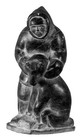 Vintage Inuit Soapstone Carving Of An Eskimo With His Dog - Signed