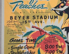Major League Girls  Baseball Poster With Players  Original Signatures - Vtg