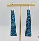 Turquoise Slab Sterling Silver Earrings Dangles 2 25  Native Made Nwot