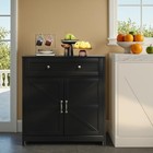 Farmhouse Sideboard Buffet Cabinet With Storage And Adjustable Shelf  Black