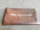 Bank Of Santa Clara Vintage Zipper Cash Deposit Bag Brown Leather - Very Rare 