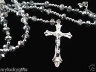 Catholic Rosary Necklace Silver Beaded Rosary With Crucifix Pendant