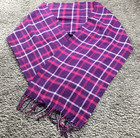Womens 100  Cashmere Scarf Fringe Hem 65 X 12 Plaid Check Made In Scotland Soft