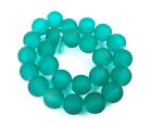 25 Frosted Sea Glass Round Beads 10mm Matte - Sea Green