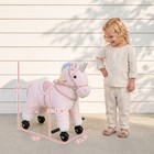 Qaba Ride On Horse  Plush Ride On Pony With Wheels And Sounds  Pink
