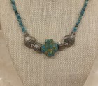 Vintage Native American Turquoise   Sterling Silver Necklace 18 