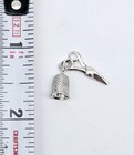Vintage Thimble   Scissors Sewing Sterling Silver Charm Pendant - 1 6g 