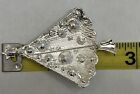 Christmas Tree Crystal Brooch Pin Glass Rhinestone Aqua Blue Vintage Holiday Us
