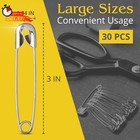 30 Pack Extra Large Safety Pins 3 Inch - Safety Pins For Sewing  Durable Stainle