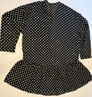 Vintage Paul-louis Orrier Blouse M Black Polka Dot Peplum Top 80s Made In Usa