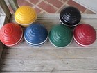 Vintage Set Of 6 Forster 3-stripe Ribbed 3 25  Croquet Ball Set Large Size