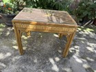 Vintage Mid-century Bamboo Rattan Table With Removable Glass