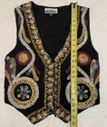 Vintage Body Xpressions Handmade Embroidered Folk Art Vest Medium Boho Euc