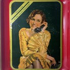 Original 1930 Coca-cola Coke Soda Serving Tray Girl On Phone Yellow Dress Rare