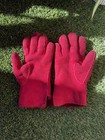 Womens Red Suede Wrist-length Gloves Faux Fur Lined Warm One Size Winter