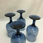 Set Of 4   Vintage Libbey Tulip Stem Dusky Blue Wine Glasses Water Goblets 