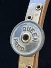 Antique Queen Embroidery Hoop Tension Wheel Dial Wooden Felt Lined Vintage 6 