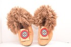 Vintage Pair Native American Crow Indian Bead Decorated Buffalo Hide Moccasins