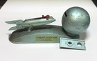 Vintage Duro 100 Strato Bank Xu 232 Rocket Ship Moon Mechanical Coin Bank