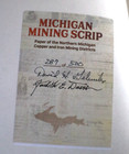 Michigan Mining Scrip Paper Of The Northern Mi Copper   Iron Mining Book Signed