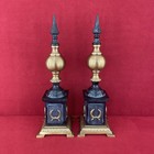 Pair Of Vintage Hollywood Regency Brass   Cast Decorative Mantel Decor Mcm Heavy