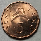 1981  - Tanzania - 5 Senti - Km  1 - East Africa Coin - 23mm Bronze