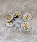 Stamped Lot Of 6 Designer White Button Metal 23mm
