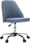 Modern Armless Vanity Office Chair With Wheels Swivel Design  Fabric Upholstered