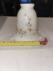Vtg Glass Lamp Ruffled Light Shades Brown Yellow Floral Ceiling Fan Globe