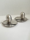 2 Modernist Mcm Stainless Steel Egg Cups W  Built In Salt And Pepper And Spoons