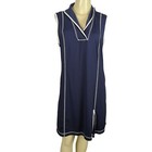 Kinona Sleeveless Women s Golf Pickleball Dress Sz L Navy Blue White Zip Pockets