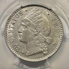 1897 Dominican Republic 20 Centavos Silver Pcgs Au-55 Rare Grade Luster
