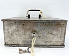 Heavy Antique French Metal Safe Early 1900 s With 2 Keys Box