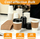 Coffee Cups  50 Pack 12 Oz Disposable Coffee Cups With Lids And Sleeves  Leak-pr