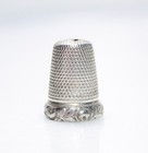 Antique Sterling Silver Size 8 Ornate Sewing Tool Floral Thimble
