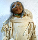 Sioux Native Indian Leather Doll W Cradle Board Papoose Walking Stick Necklace
