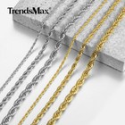 3 5 7mm Twisted Rope Chain Gold Plated Stainless Steel Link Necklace Christmas
