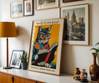 Vintage Cat Reading Poster Retro Library Style Wall Art Poster Only