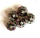 Chanel Vintage Gold Metal Black Multicolored Buttons 23mm  set Of 5 