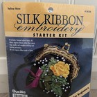Bucilla Coin Purse Kit  Beginner  Vtg Silk Ribbon Velvet Embroidery  Yellow Rose
