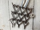 Antique Primitive Rusty Linked Hearts From Heart Mat Trivet 9 Hearts  5