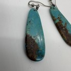 Vintage Large Genuine Turquoise Slab Earrings Brown Spotted Sterling Statement