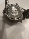 Used Rare Stussy Tour Master Wrist Watch Metal Band needs Repair  With Tracking