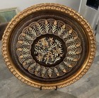 Large Copper Vintage Turkish Erzincan Wall Platter Tray Engraved Folk Art 15 5