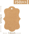 150pcs Brown Paper Kraft Tags 1 9x2 75 Inch Scalloped Gift Tags With String For 