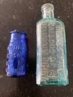 4 Antique Bottles  Hires Root Beer  Massage Cream  Blue Bromo Seltzer  Poison