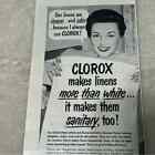 1954 Clorox Our Linens Are Cleaner Original Vintage Print Ad