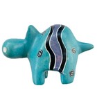 Carved Soapstone Hippopotamus House Hippo Figurine Turquoise Blue Kenya 3 5   x2   